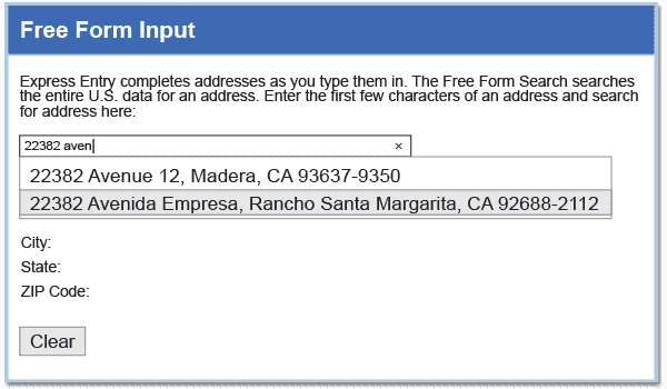 Address Autocomplete | Global Express Entry | Melissa
