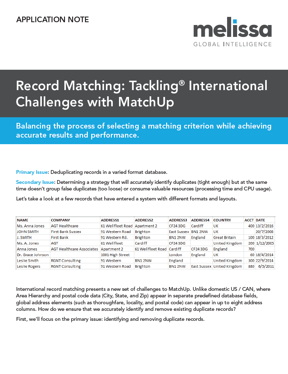 White Paper - Tackling International Challenges MatchUp