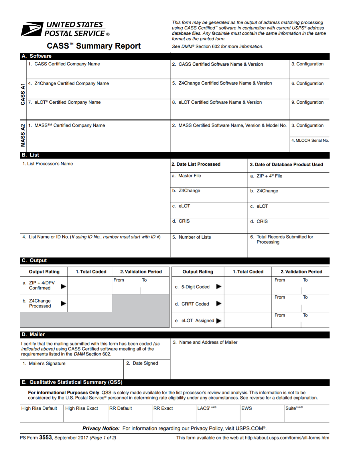 CASS Form 3553